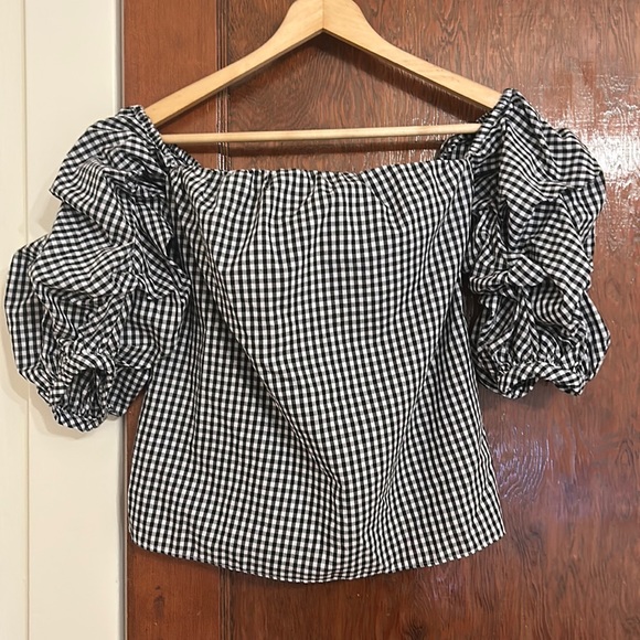 Aqua Tops - Aqua - Off the shoulder gingham top